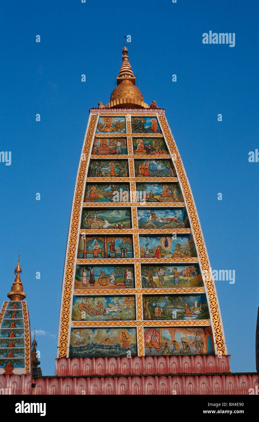 Mahabodi pagoda Yangon Stupa affreschi MYANMAR Birmania nel sud-est Asiatico Asia Foto Stock