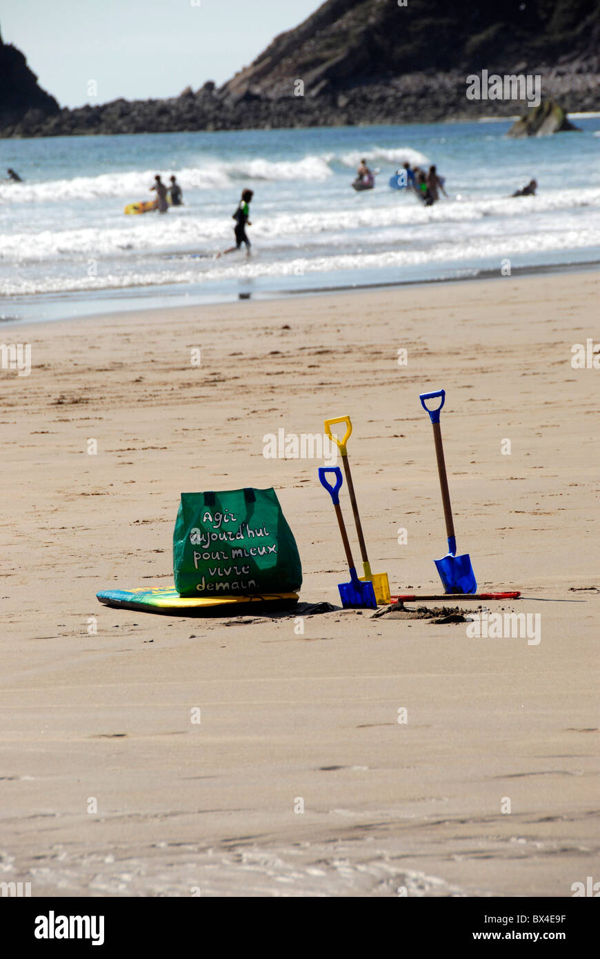 Benna e spade sulla Marloes sands beach Pembrokeshire sentiero costiero, nel Galles del Sud. Foto Stock