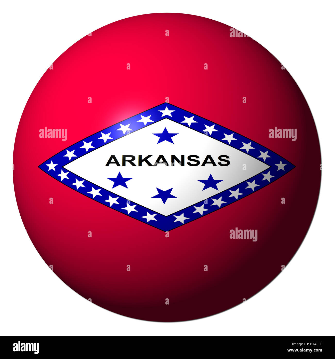 Arkansas bandiera sfera isolato su bianco illustrazione Foto Stock