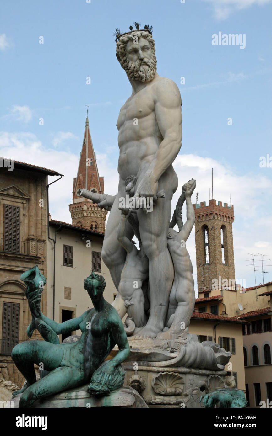 Fontana di Nettuno Firenze Foto Stock