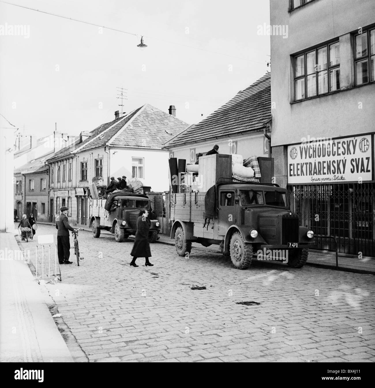 Sudeti, evacuazione, rifugiati, disputa di confine, Policka, l'8 ottobre 1938, i cittadini cechi sono costretti a lasciare l'area della minoranza tedesca nota come "Sudetenland". Foto Stock