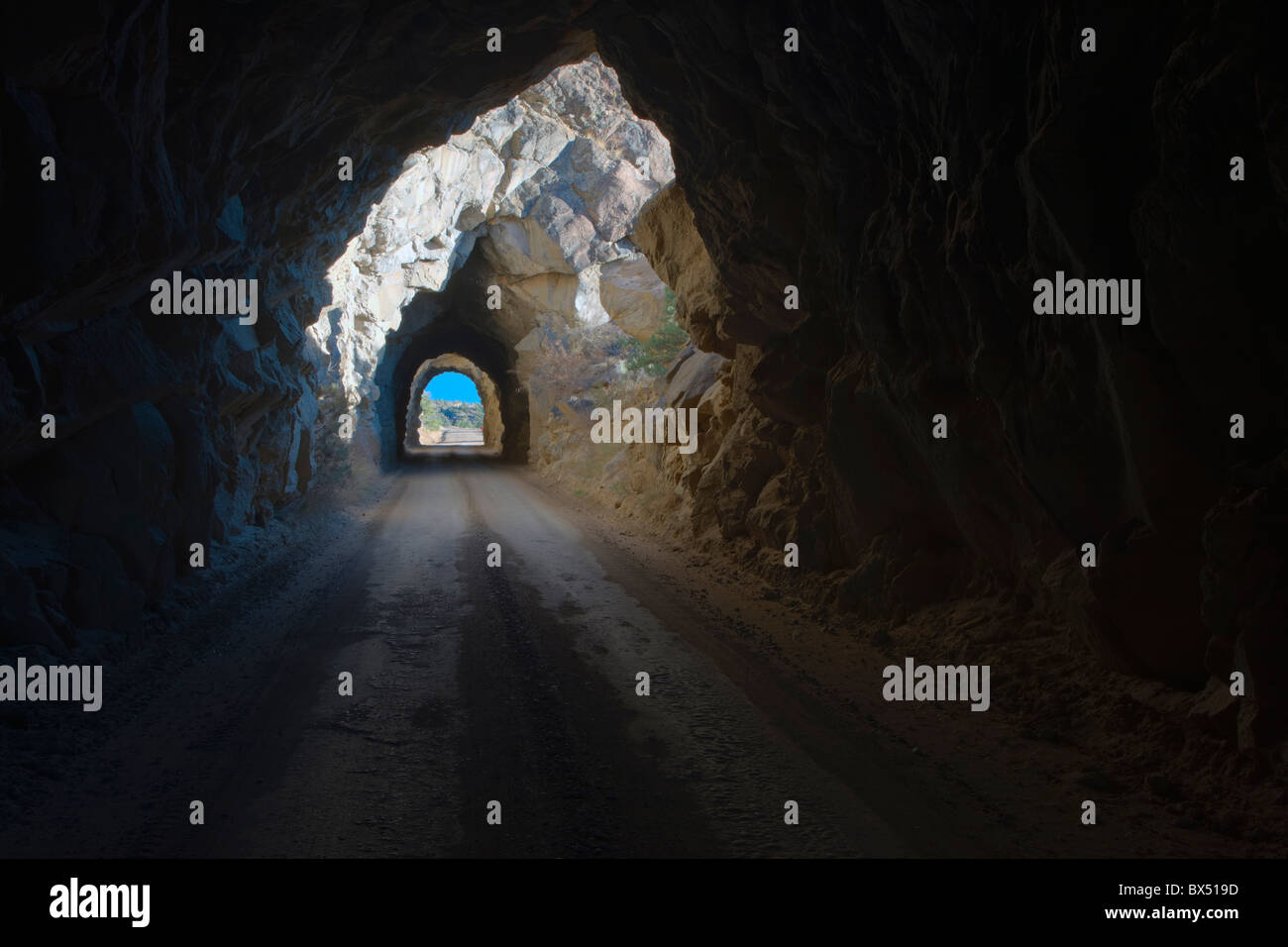 Midland tunnel ferroviario, quattro tunnel costruito nel 1887, CR371, Buena Vista, Colorado, STATI UNITI D'AMERICA Foto Stock
