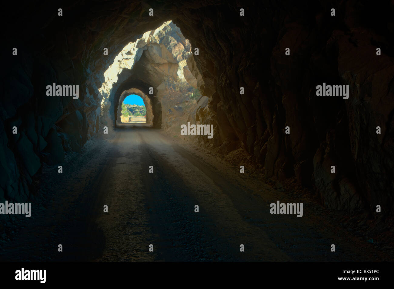 Midland tunnel ferroviario, quattro tunnel costruito nel 1887, CR371, Buena Vista, Colorado, STATI UNITI D'AMERICA Foto Stock