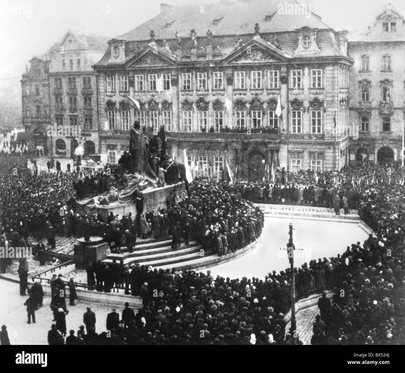 Praga, febbraio 1948, propaganda, lavaggio del cervello, manifestazione, intimidazione Foto Stock