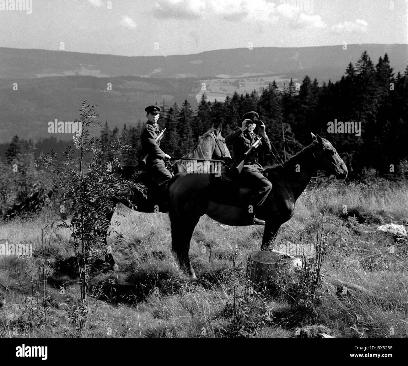 Boder patrol a cavallo Foto Stock