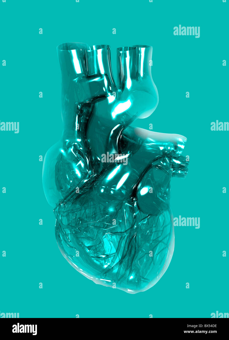 Plastica cuore artificiale, artwork Foto Stock