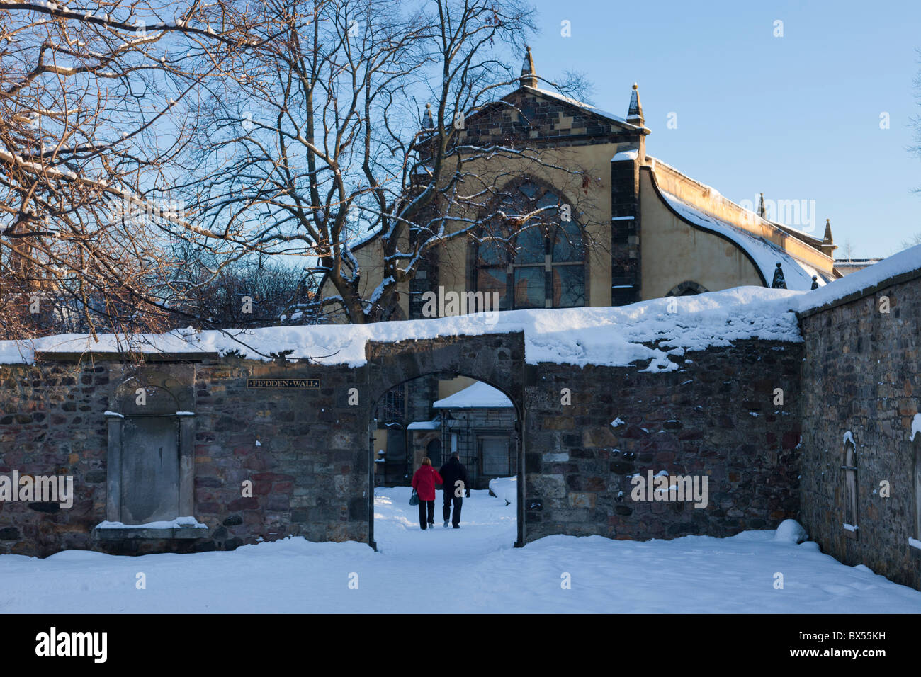 Greyfriars Kirk nella neve, Edimburgo, Scozia Foto Stock