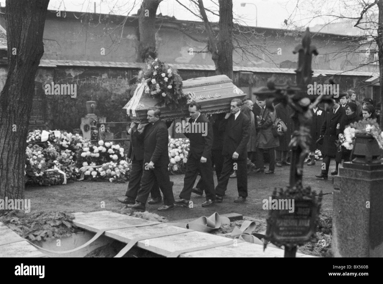 Jan Palach, funerali, bara, cimitero, grave, tomba Foto Stock