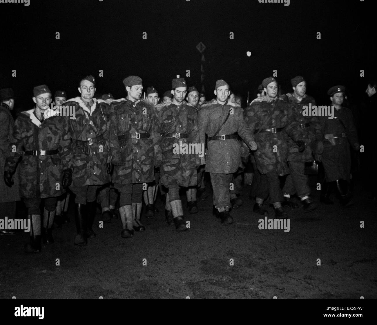 Praga, febbraio 1948, comunista reggimento di polizia Foto Stock