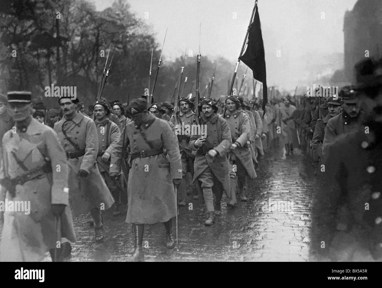 Arrivo della legione cecoslovacca a Praga, 24 gennaio - 26 1919. Foto Stock