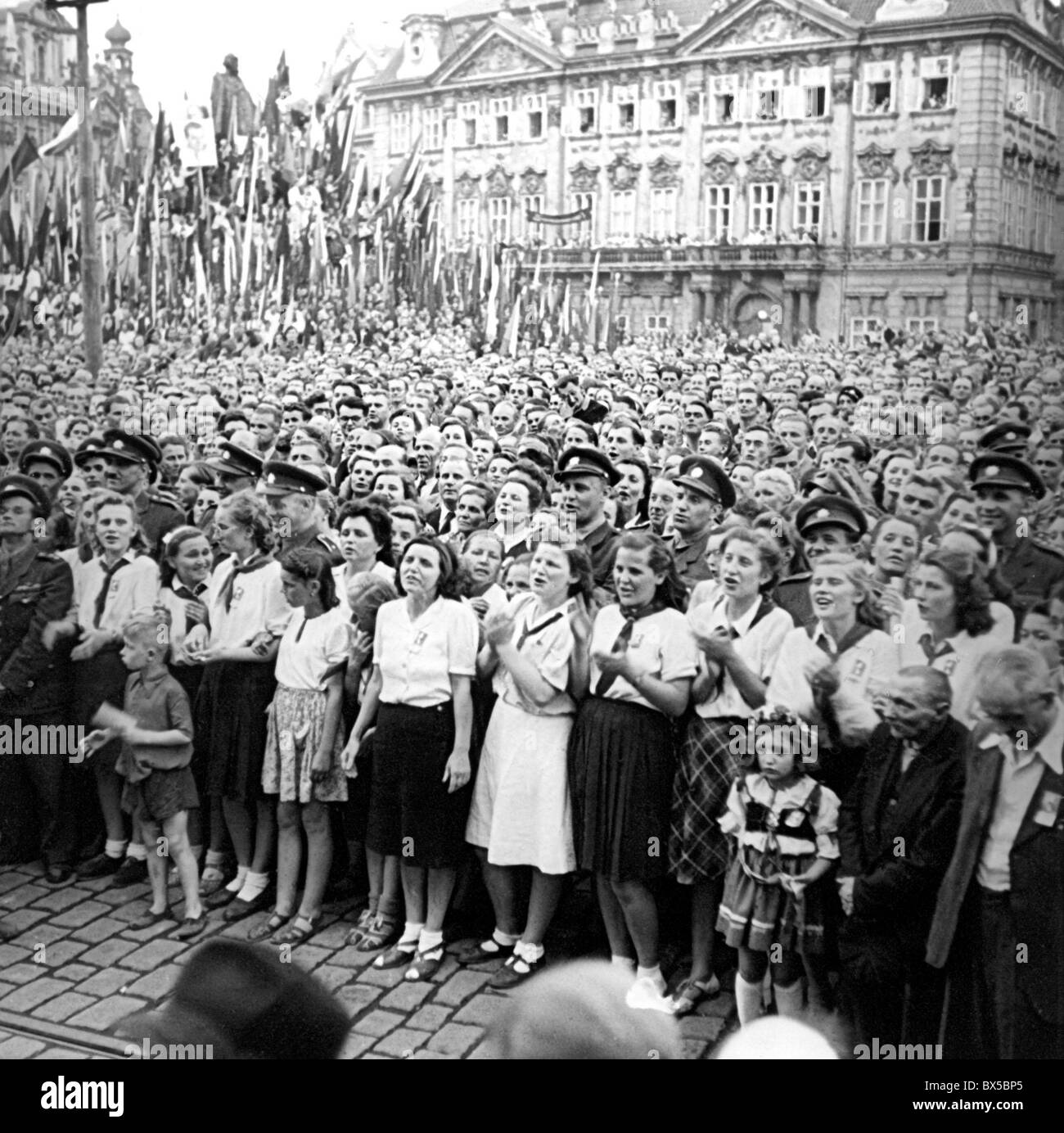 Praga - il Partito Comunista manifestazione di piazza della Città Vecchia Foto Stock