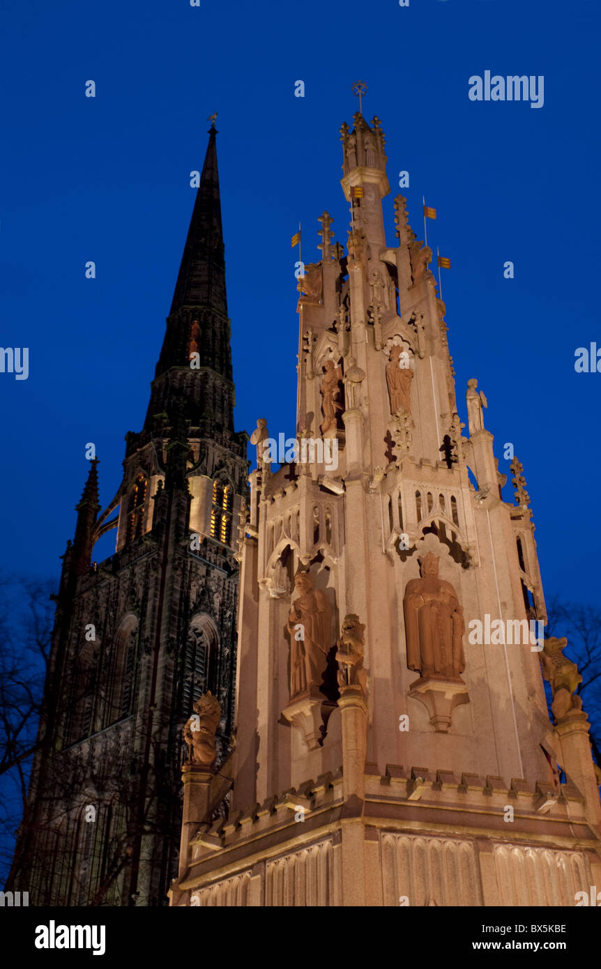 Cattedrale di notte, Coventry, West Midlands, England, Regno Unito, Europa Foto Stock