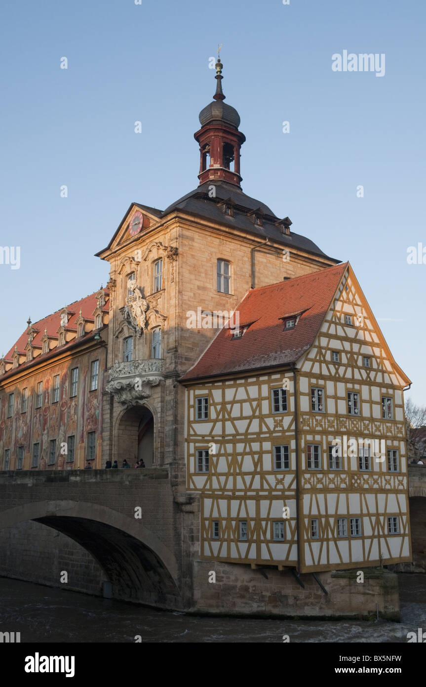 Gothic Old Town Hall (Altes Rathaus) con il Rinascimento e Barocco e le sezioni di facciata, Alstadt, Bamberg, Alta Franconia, Germania Foto Stock