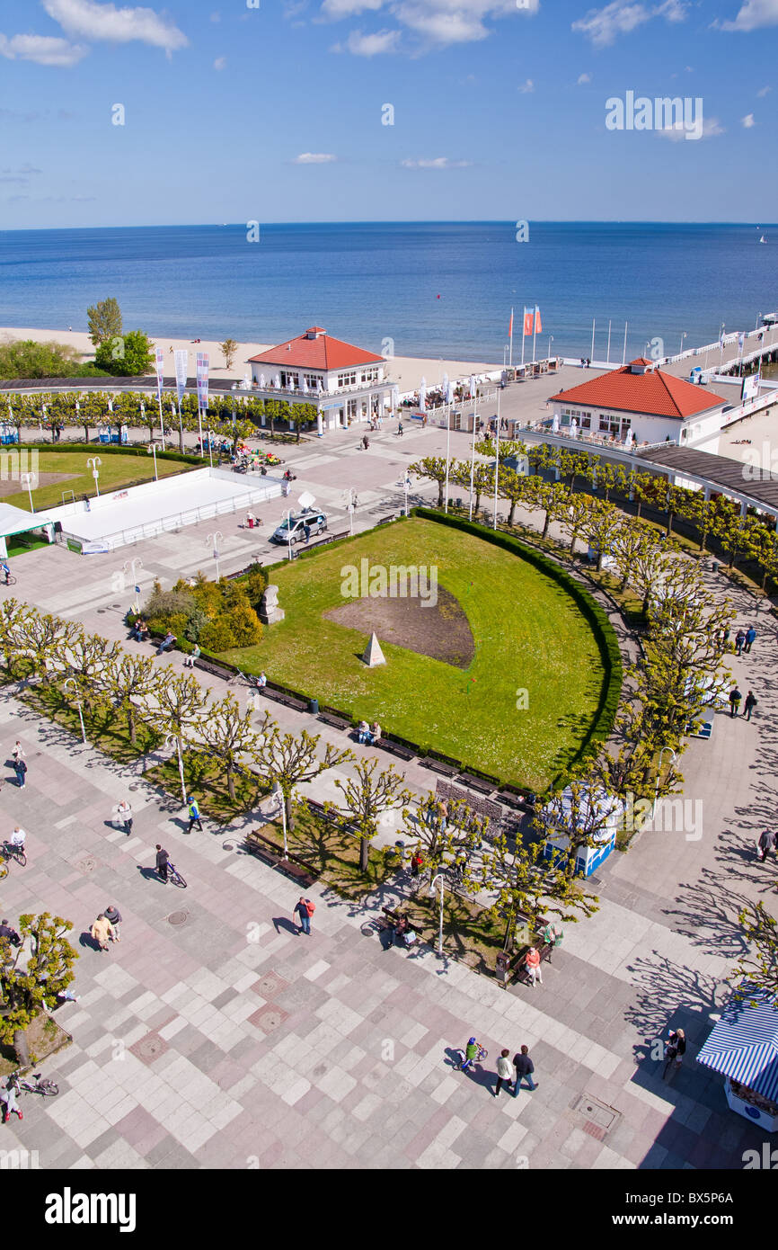 Vista di spa resort in riva al mare, Sopot, Polonia Foto Stock