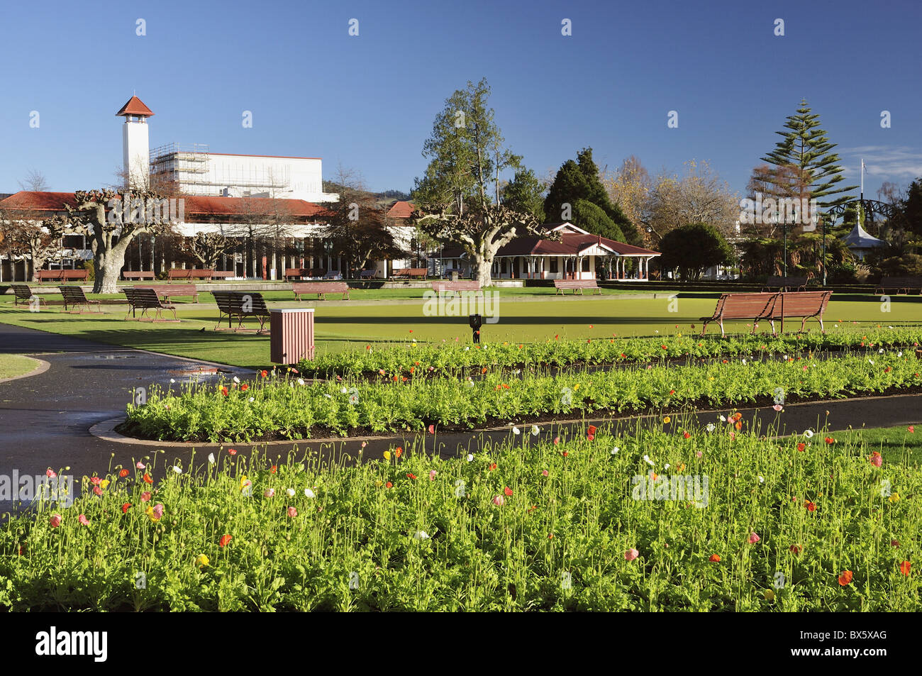 Il Government Gardens, Rotorua, Baia di Planty, Isola del nord, Nuova Zelanda, Pacific Foto Stock