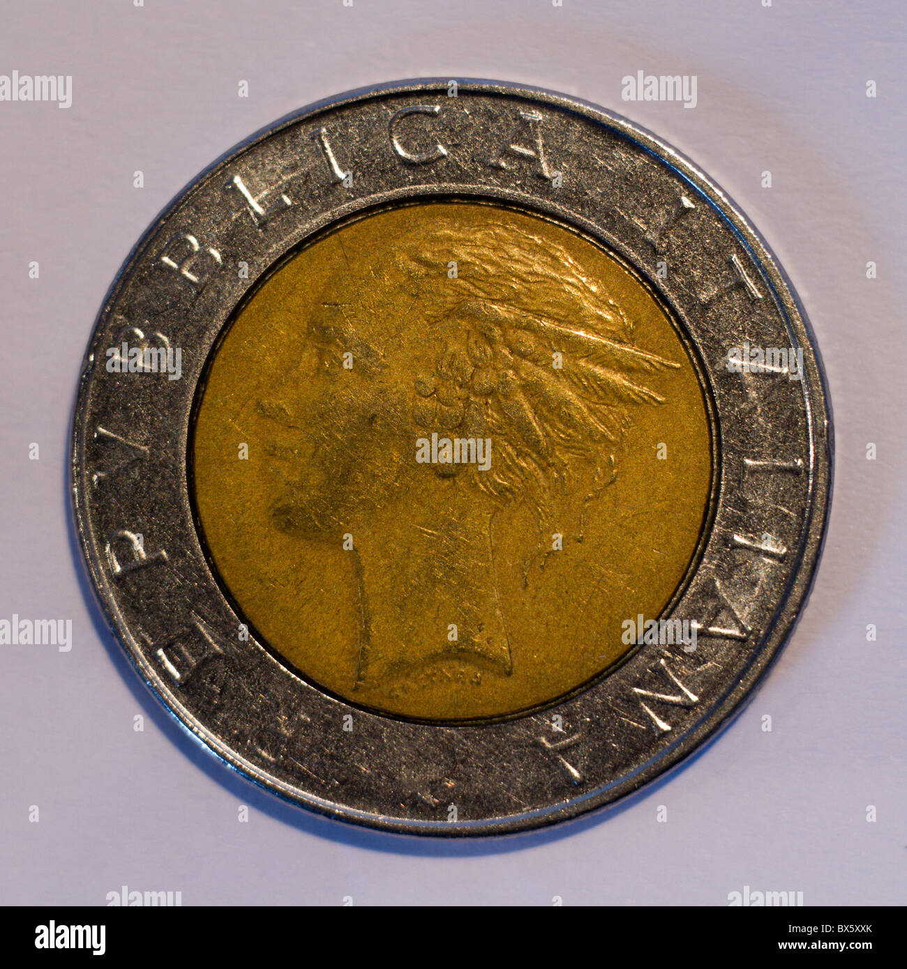 Moneta Italiana Lira 500 Foto Stock