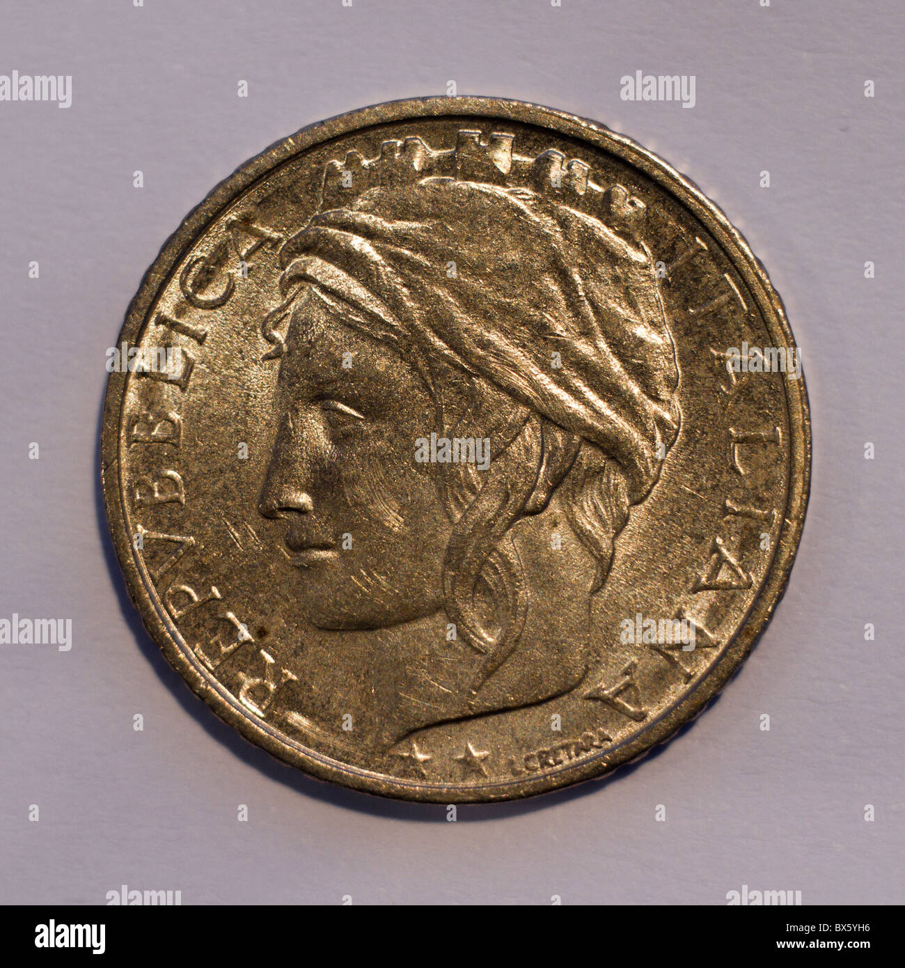 Moneta Lira italiana Foto Stock