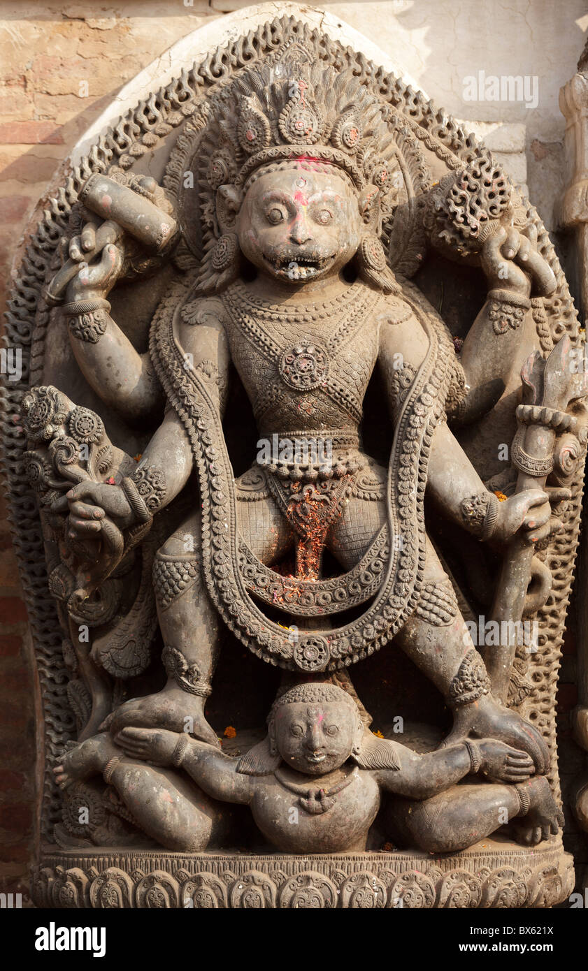 Vishnu scultura in pietra a bhaktapur dubar square,Nepal Foto Stock