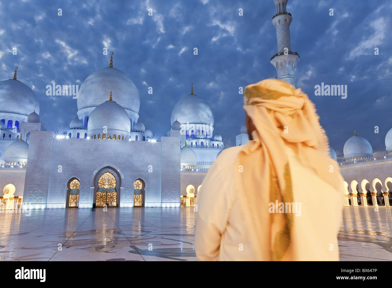 Sheikh Zayed Bin Sultan Al Nahyan moschea, Abu Dhabi, Emirati Arabi Uniti, Medio Oriente Foto Stock