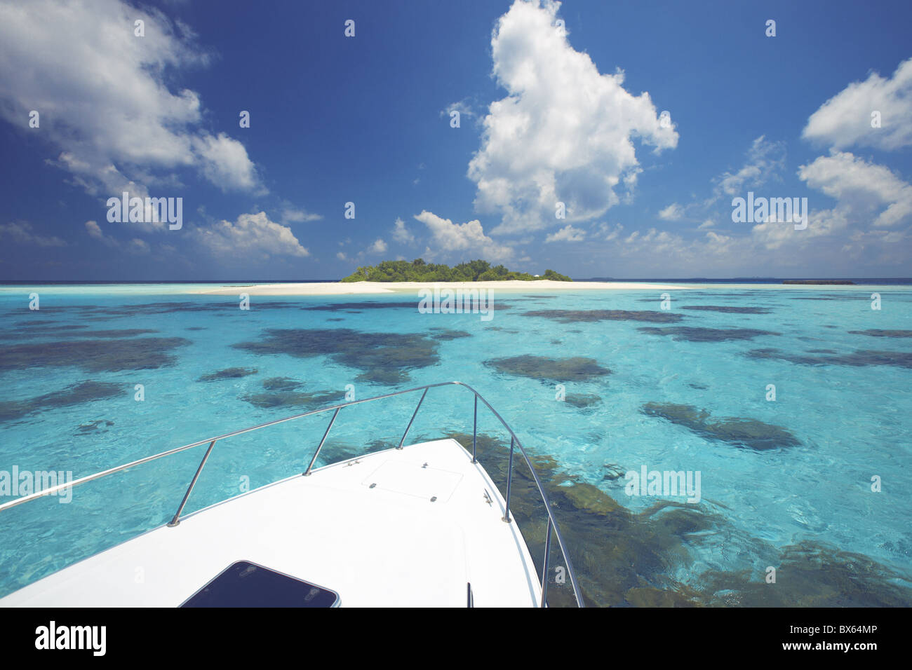 Isola deserta, Baa atoll, Maldive, Oceano Indiano, Asia Foto Stock