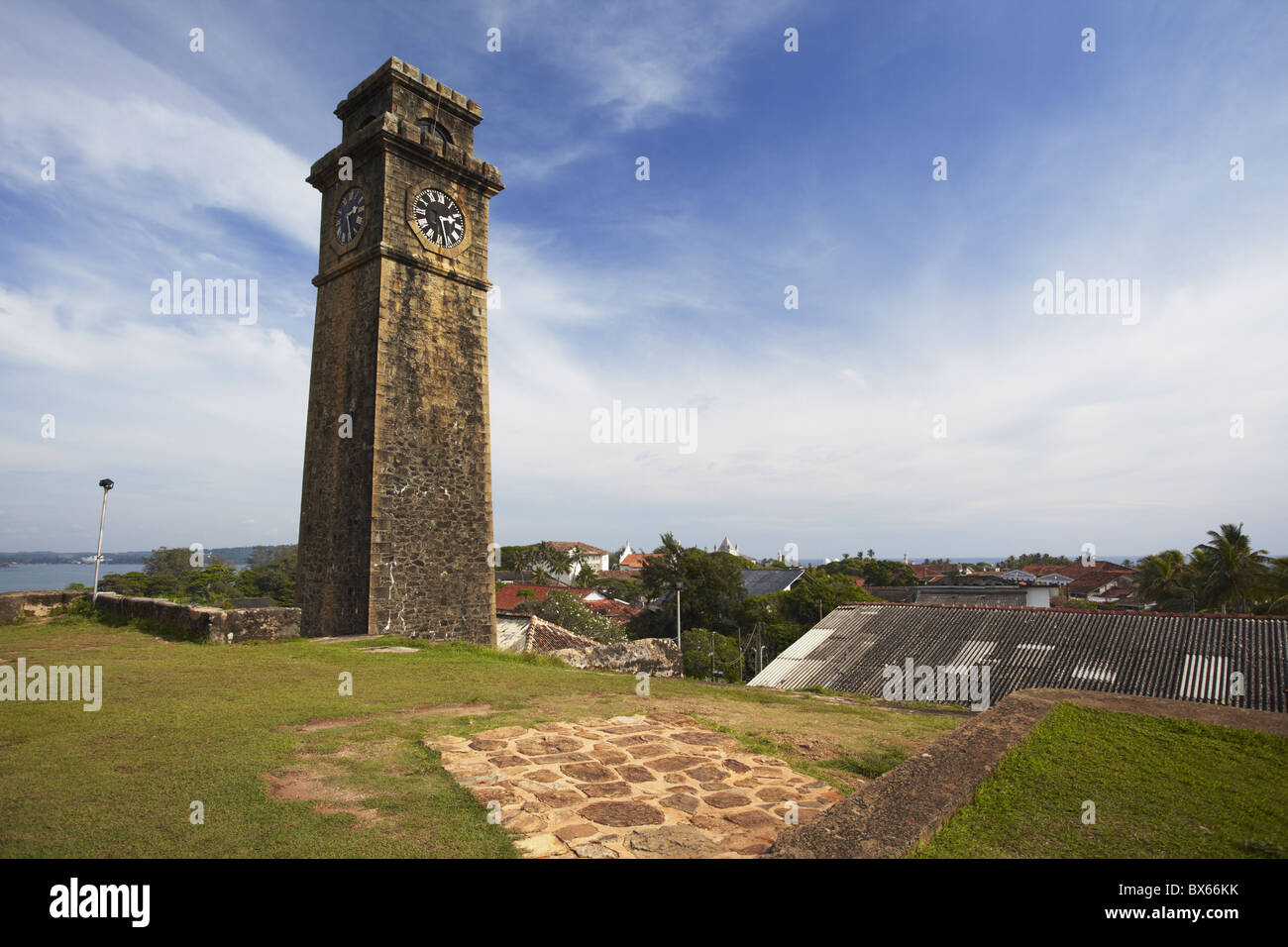 Torre dell Orologio in Forte Galle, Sito Patrimonio Mondiale dell'UNESCO, Galle, Sri Lanka, Asia Foto Stock