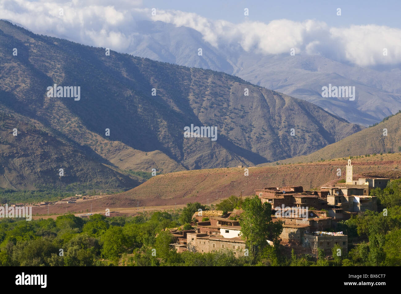 Paesaggio di montagna, visto dal mountain pass Tizi n'Test, montagne Atlas, Marocco, Africa Settentrionale, Africa Foto Stock