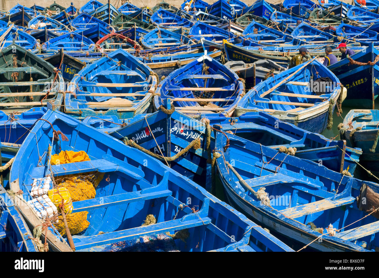 Barche da pesca nella città costiera di Essaouira, Marocco, Africa Settentrionale, Africa Foto Stock