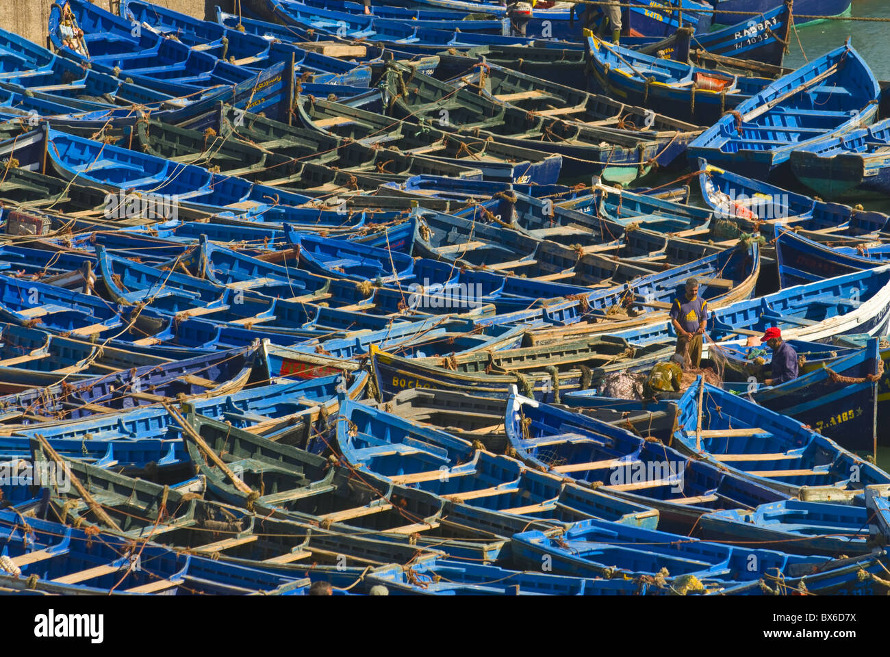 Barche da pesca nella città costiera di Essaouira, Marocco, Africa Settentrionale, Africa Foto Stock
