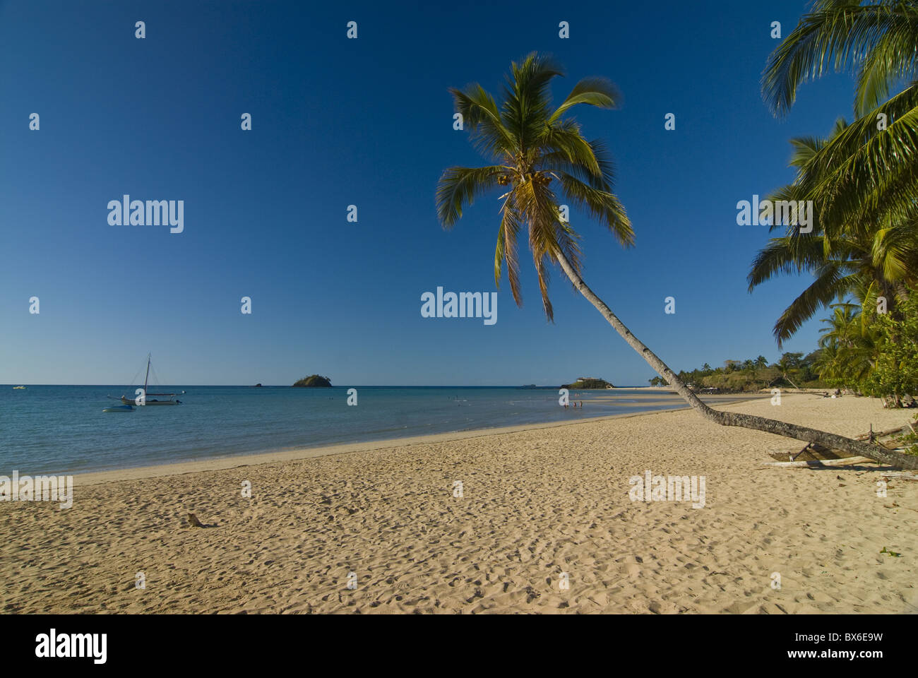 La bellissima spiaggia di Andilana, Nosy Be, Madagascar, Oceano indiano, Africa Foto Stock