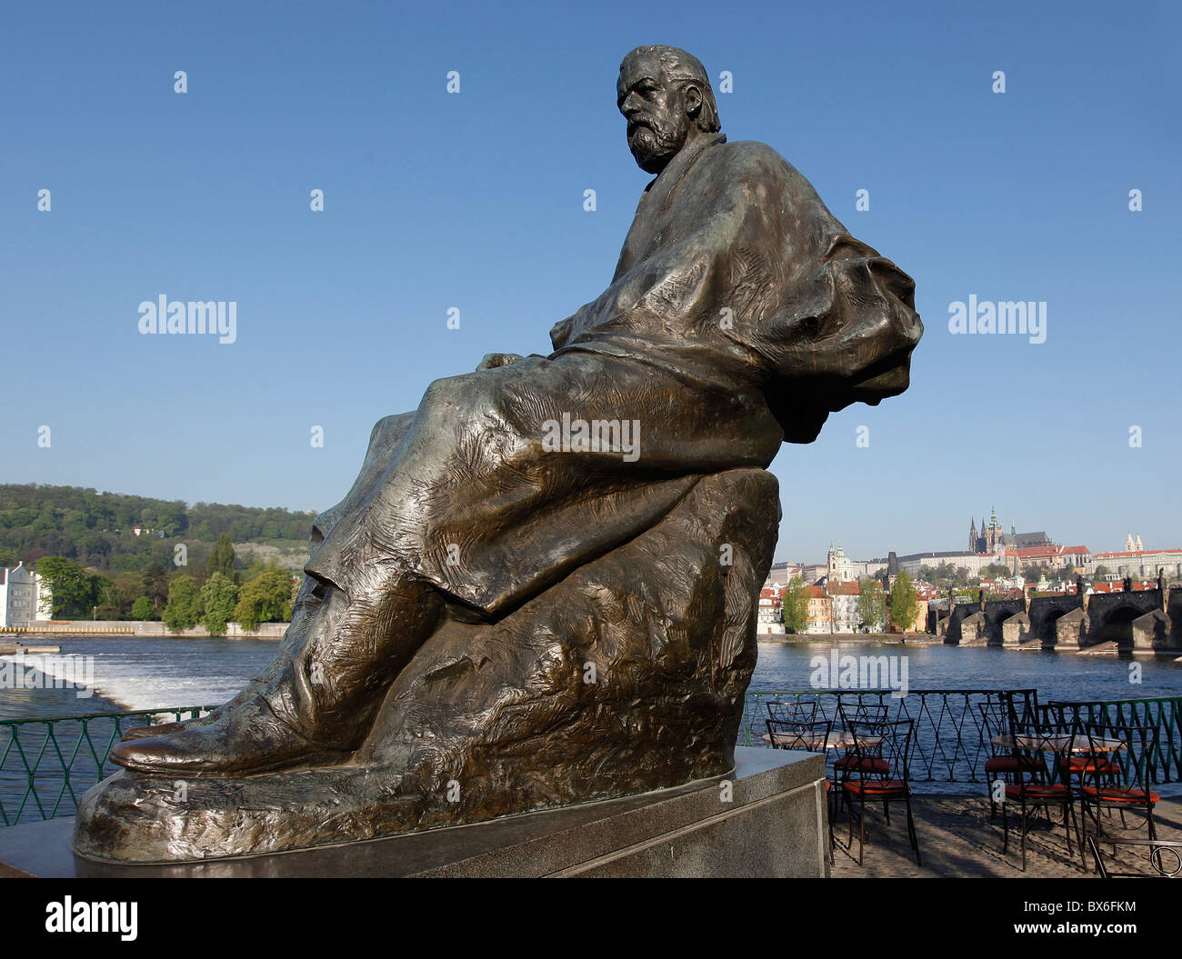 Praga, statua di Bedrich Smetana Foto Stock