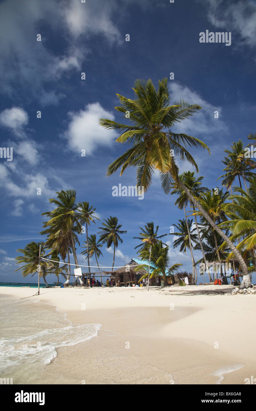 Spiaggia e palme sulla isola di cane nelle isole San Blas, Panama America Centrale Foto Stock