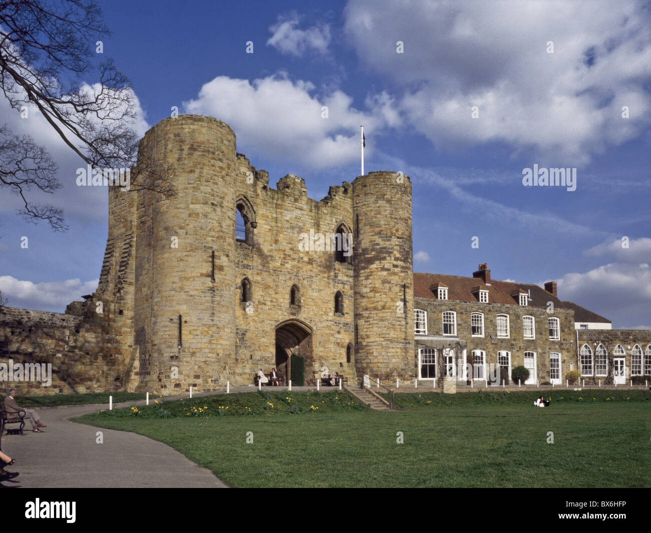 Mantieni e cortile interno di Tonbridge Castle, Tonbridge, Kent, England, Regno Unito, Europa Foto Stock