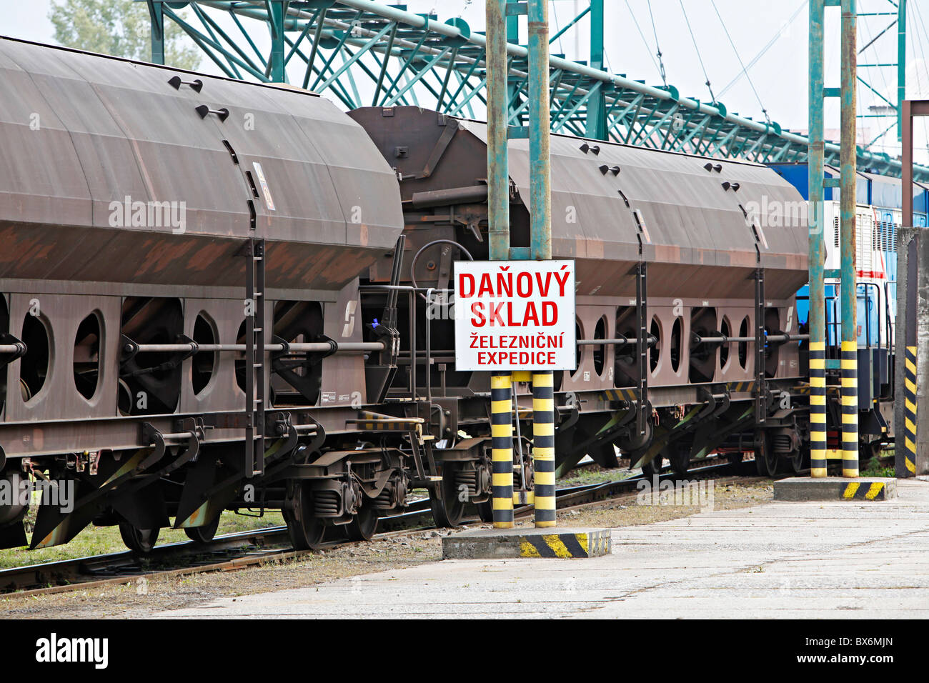 Raffineria di zucchero, destillery, treno, carro Foto Stock