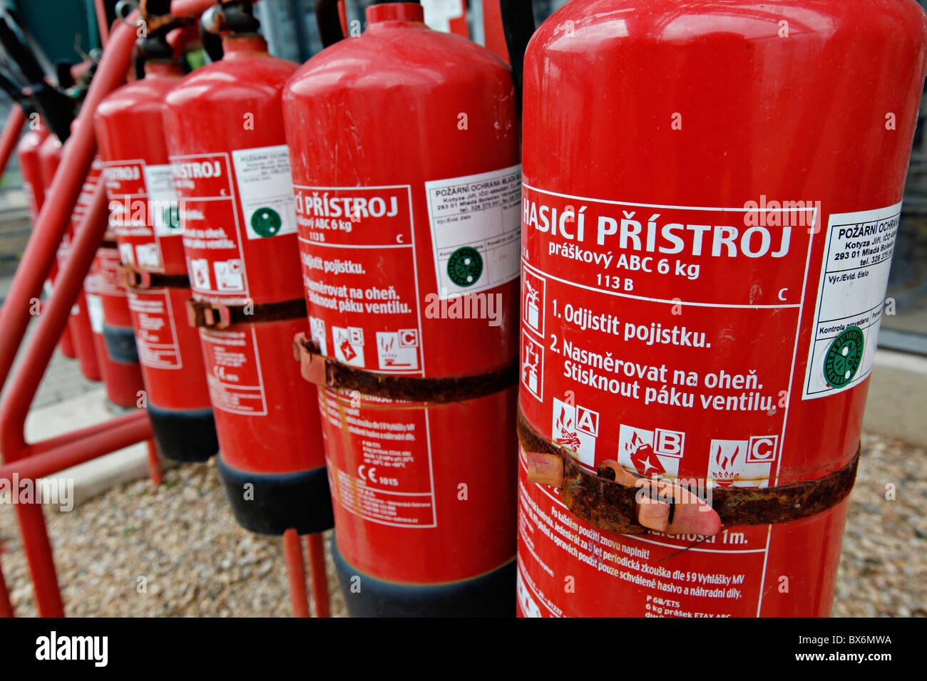 Raffineria di zucchero, destillery, estintori Foto Stock