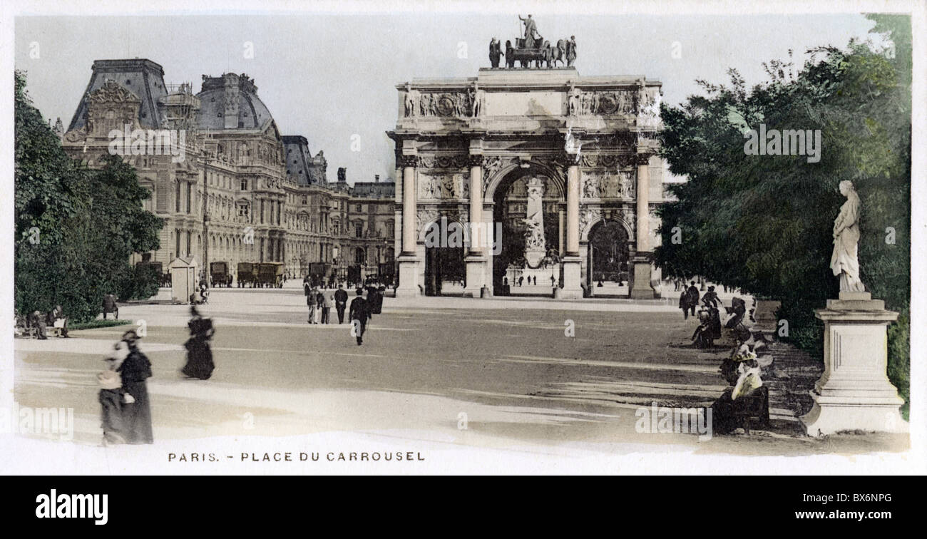 Geografia / viaggio, Francia, Parigi, piazze, Place du Carrousel con arco trionfale, cartolina colorata, 1900, diritti aggiuntivi-clearences-non disponibile Foto Stock