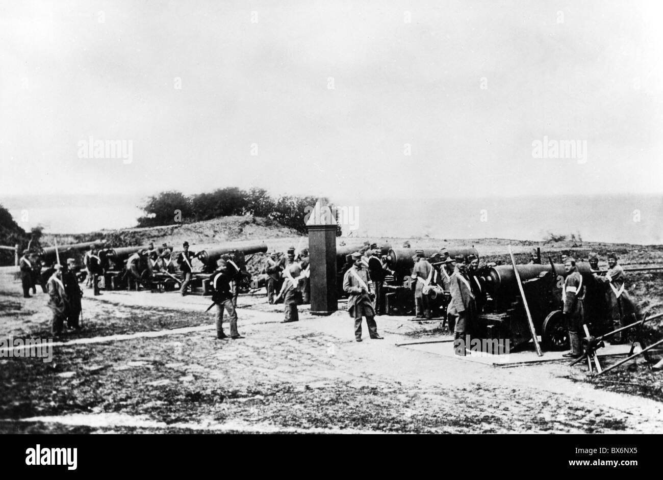 Eventi, seconda guerra dello Schleswig 1864, batteria della fortezza navale danese di Fredericia in posizione di sparo, diritti aggiuntivi-clearences-non disponibile Foto Stock