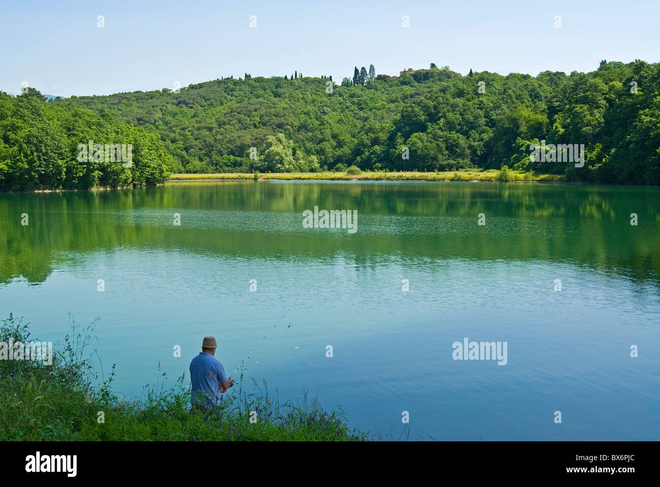 Il lago di Bilancino, Mugello, Firenze, Toscana, Italia, Europa Foto Stock