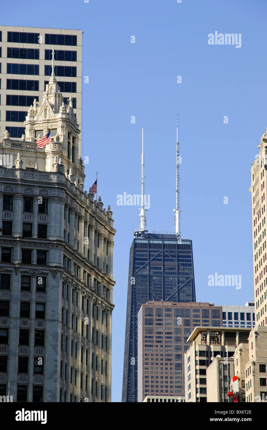 Grattacieli e John Hacock Centro, Chicago, Illinois, Stati Uniti d'America Foto Stock