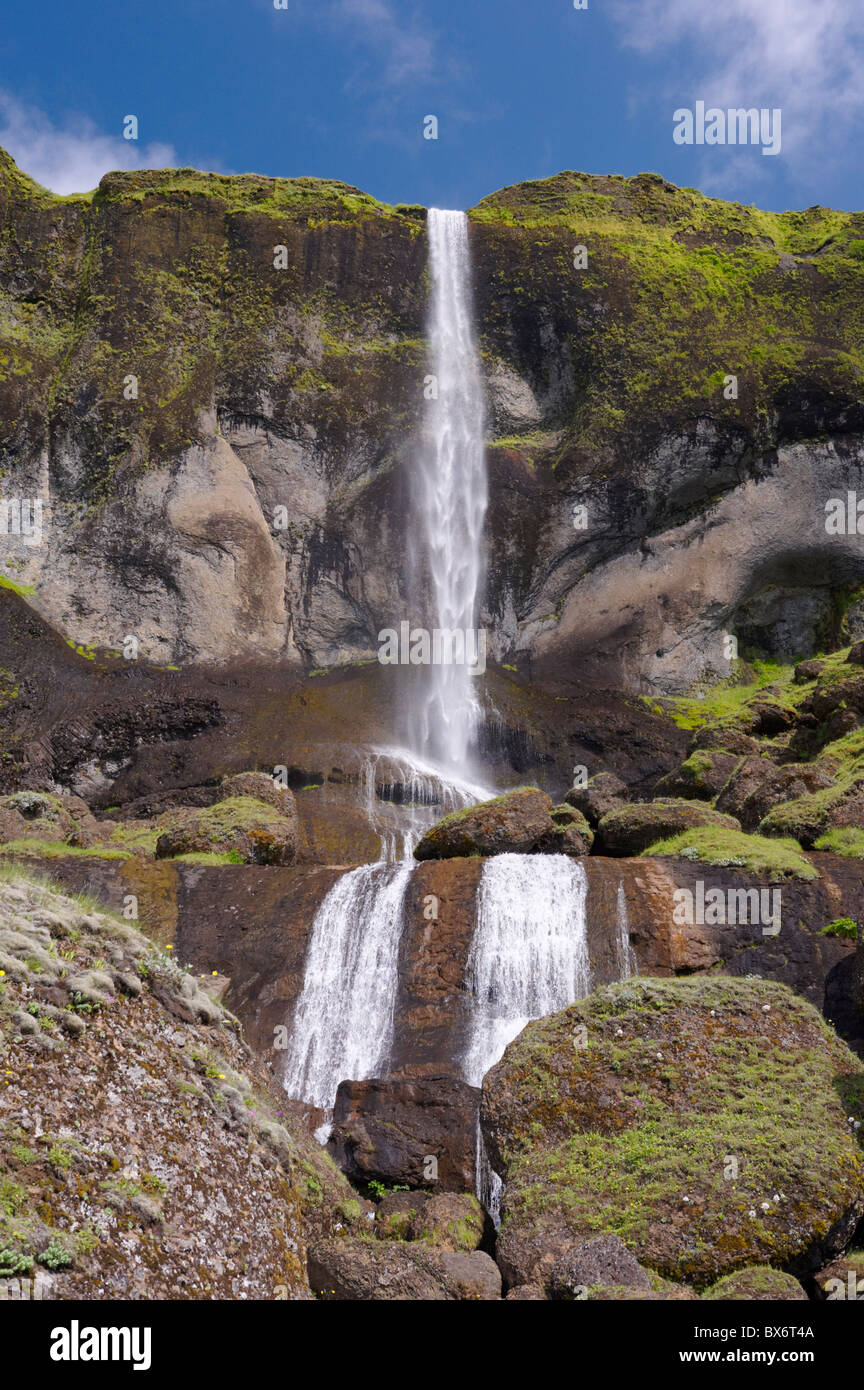 Foss un Sidu cascata, a est di Kirkjubaejarklaustur, Sud Islanda (Sudurland), Islanda, regioni polari Foto Stock