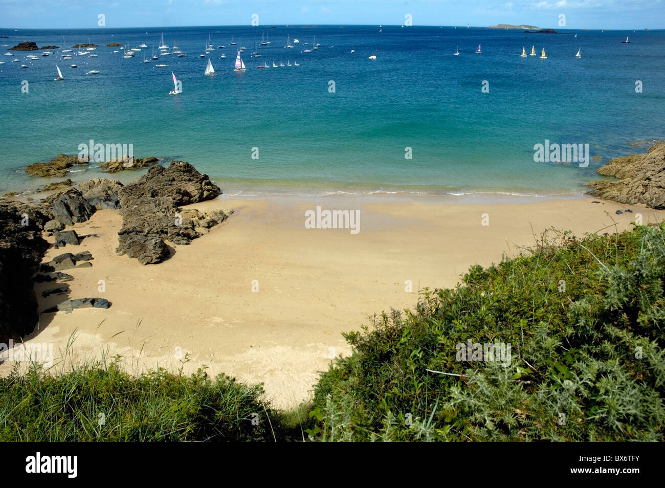 Spiaggia Brittany - Saint-Lunaire, costa della Bretagna, Ille-et-Vilaine, Francia. Foto Stock