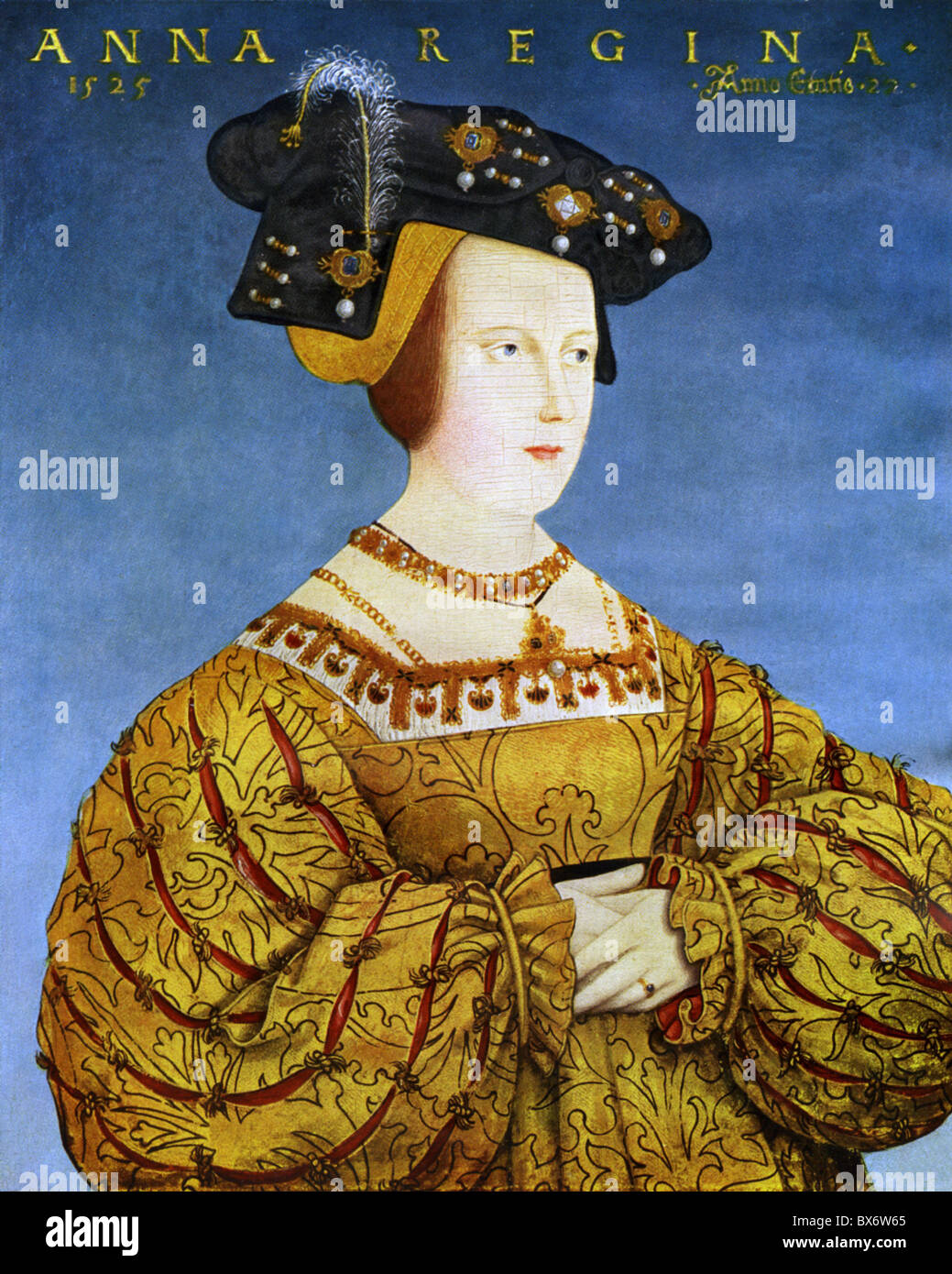 Anna, 23.7.1503 - 27.1.1547, Regina dei Romani 5.1.1531 - 27.1.1547, ritratto, stampa dopo la verniciatura di Hans Maler, 1525, , artista del diritto d'autore non deve essere cancellata Foto Stock
