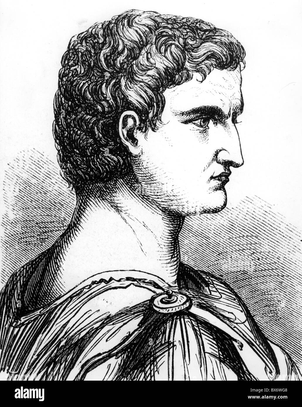 Agrippa, Marcus Vipsanius, 65/64 - 12 a.C., politico romano e militare leader, ritratto, incisione in legno, 19th secolo, , Foto Stock