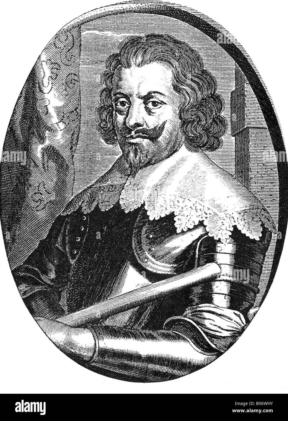 Werth, Johann von, circa 1595 - 16.9.1652, generale imperiale, a mezza lunghezza e incisione su rame di Pieter de Jode, 17. Jahrhundert, , artista del diritto d'autore non deve essere cancellata Foto Stock