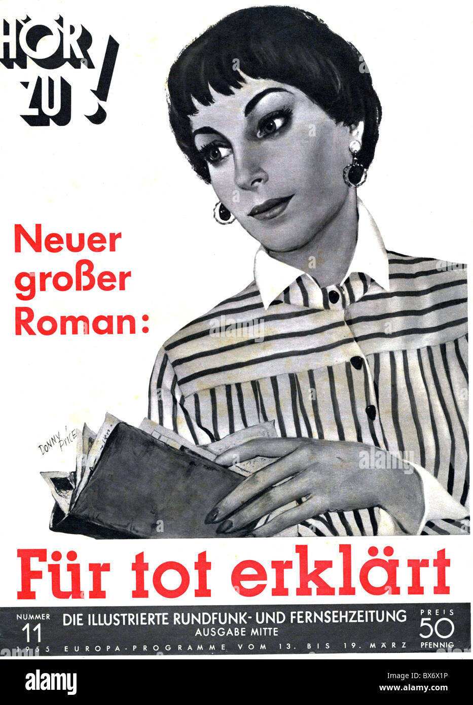 Riviste / riviste, 1955, 'Hör Zu', numero 11, titolo, 'für tot erklärt' (dichiarato morto), edizione Hamburg Mitte, , diritti aggiuntivi-clearences-non disponibile Foto Stock