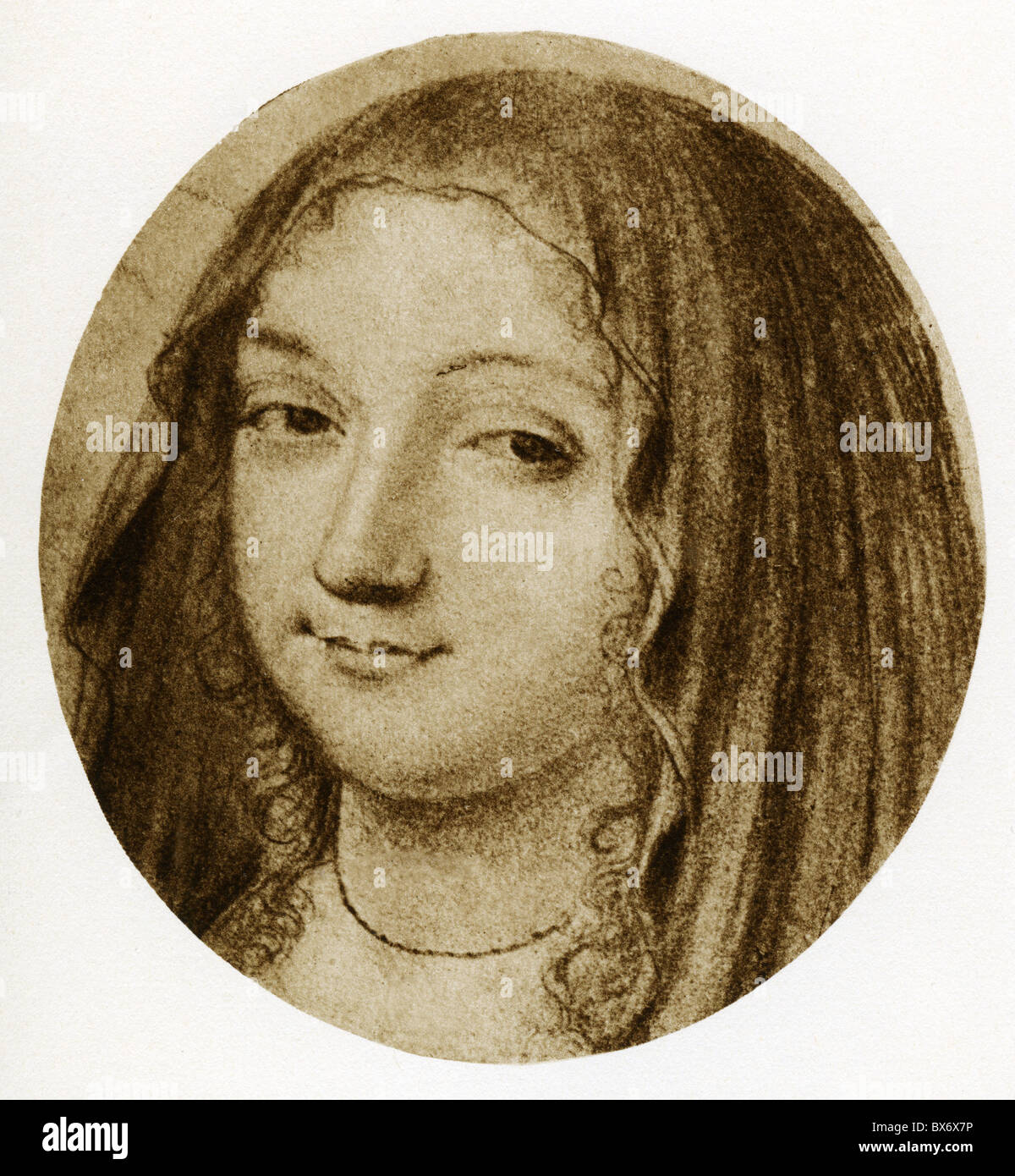 Rohan-Montbazon, Marie Aimee de, dicembre 1600 - 12.8.1679, signora della corte francese, ritratto, disegno a matita, circa 1645, , Foto Stock