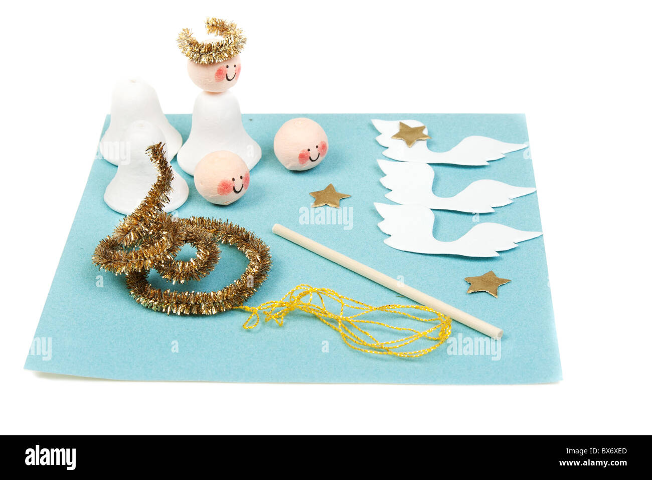Kit Scrapbooking con gli angeli in carta blu Foto Stock
