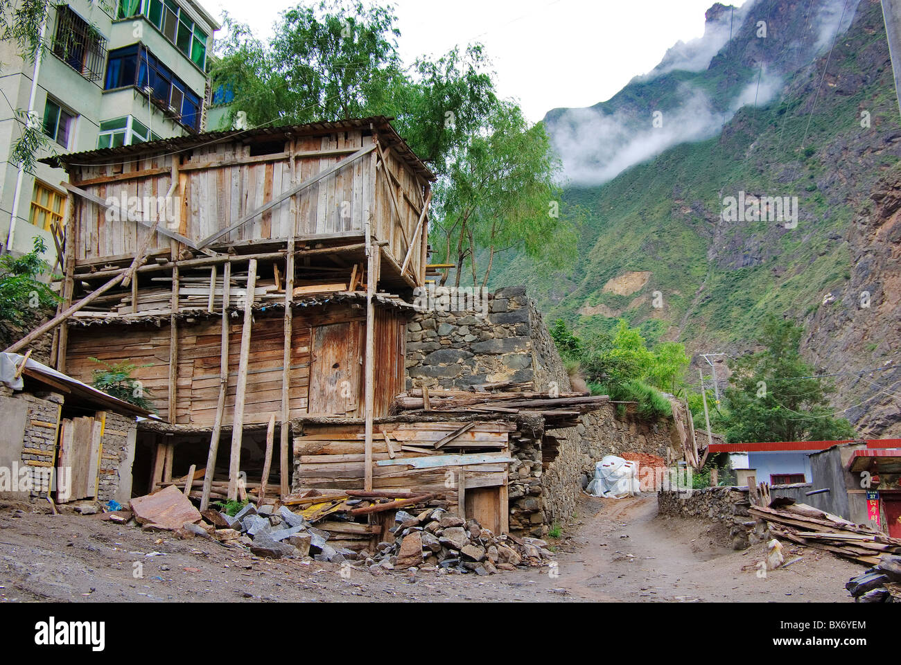 Baracche di legno in danbe,sichuan,Cina Foto Stock
