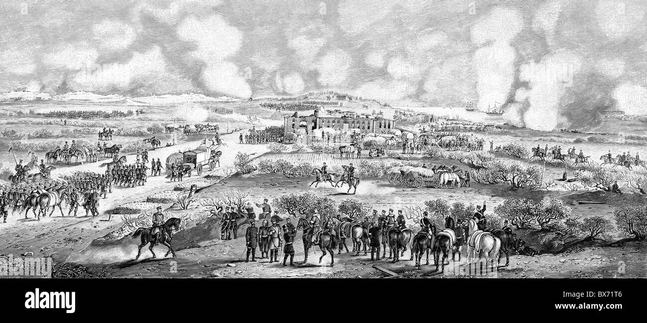 Eventi, seconda Guerra dello Schleswig 1864, incontro a Dybbol, febbraio 1864, incisione del legno dopo illustrazione contemporanea, diritti aggiuntivi-clearences-non disponibile Foto Stock