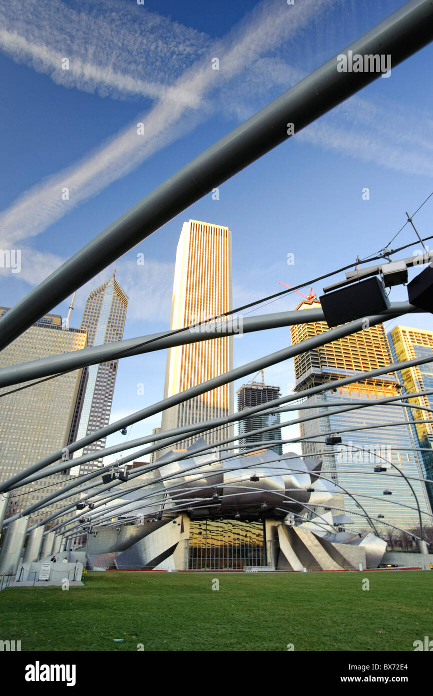 Jay Pritzker Pavilion (Frank Gehry), Millenium Park di Chicago, Illinois, Stati Uniti d'America Foto Stock