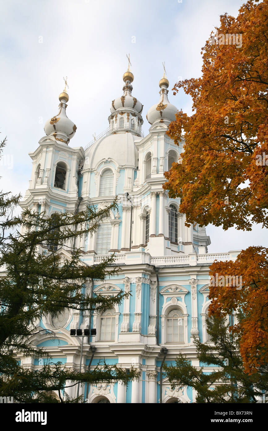 Cattedrale di Smolny, San Pietroburgo, Russia. Foto Stock
